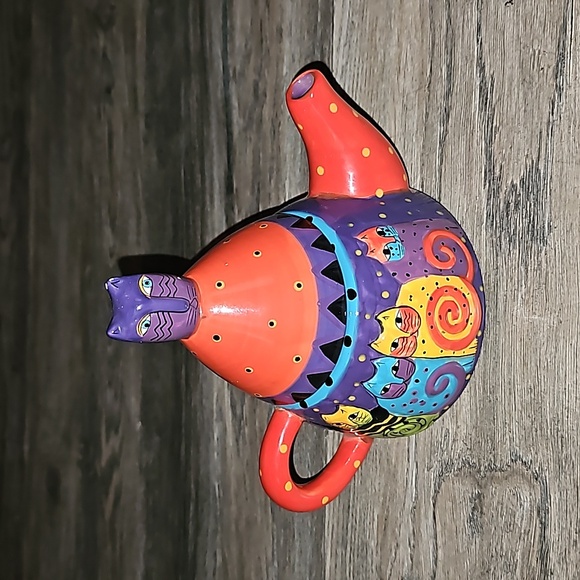 Ganz Laurel Burch tea pot ceramic multi cat design vintage 😺 decor - Picture 1 of 8